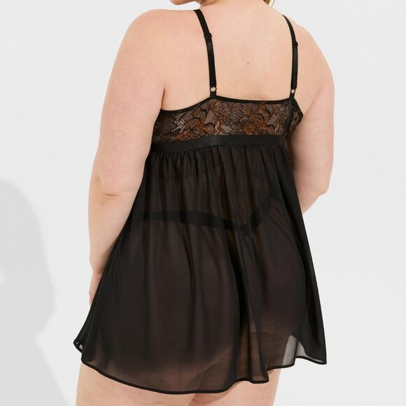 ❤️NWT VINTAGE TORRID LINGERIE LACE WIRELESS BABYDOLL- SHEER HIGH NECK PLUS SSIZE - Picture 3 of 13